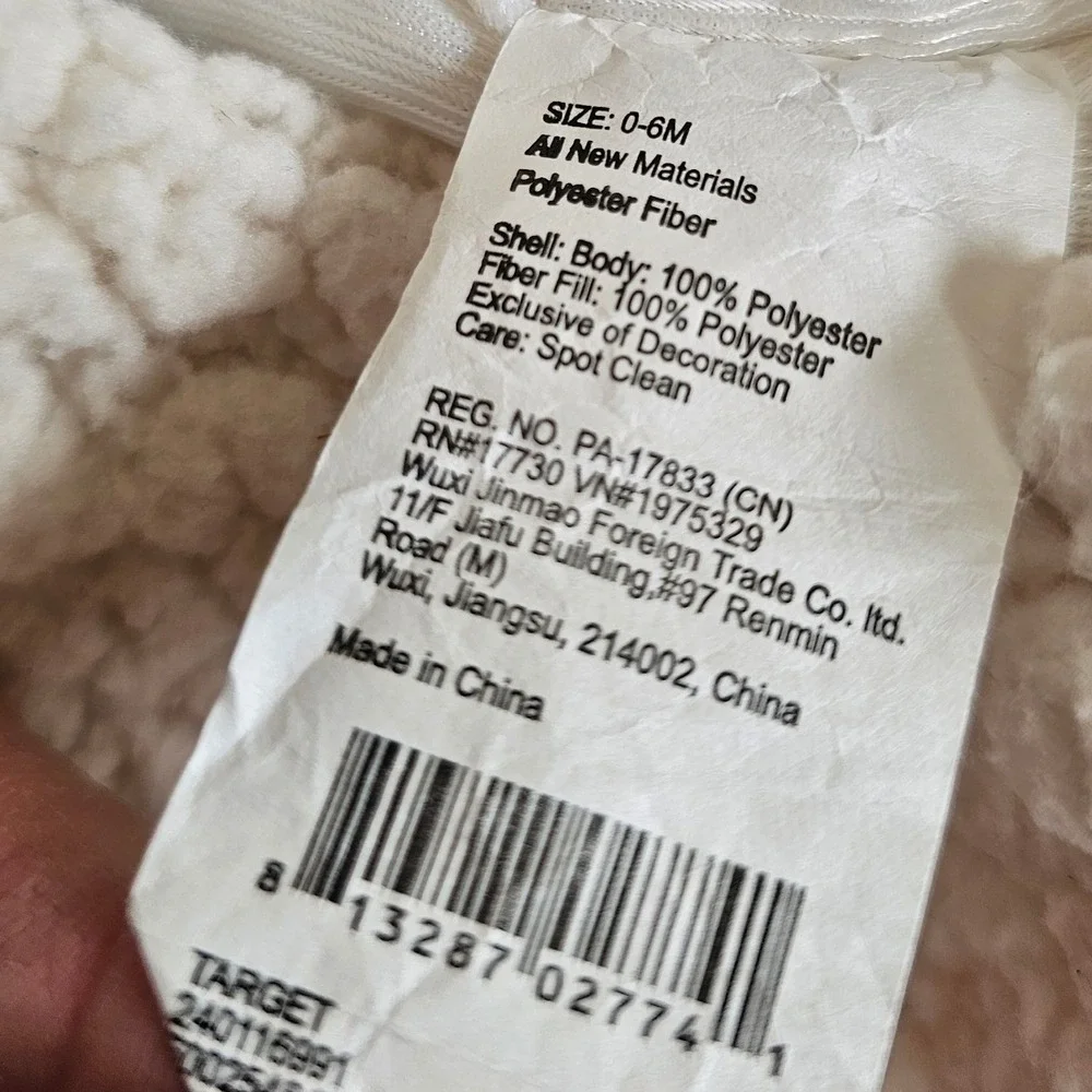 Target Baby Lamb Costume baby 0-6M White Sherpa Grey Polka Dot Halloween - Picture 5 of 9